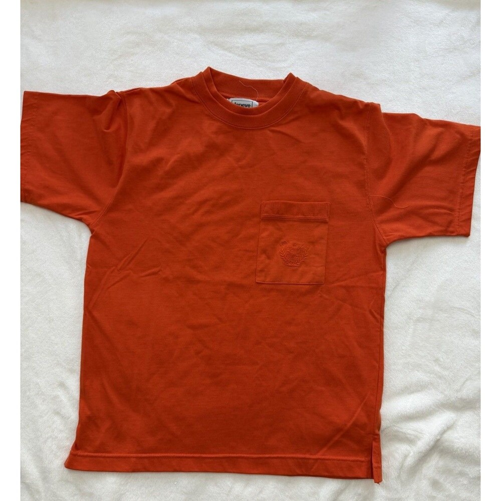 Vintage Janeve Orange Pocket T-Shirt Embroidered Crest Size Small